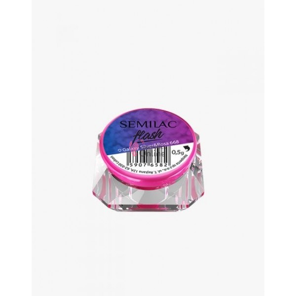 Pigment Semilac pentru gel Semiflash tip fulgi Flash Galaxy Silver Rosa 668